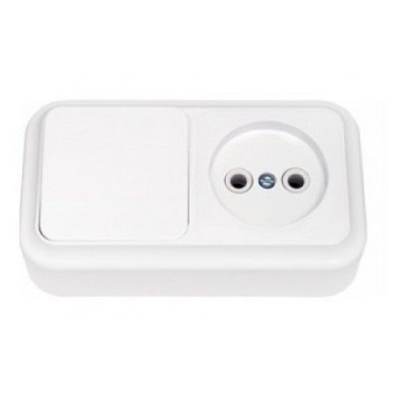 Блок В-РЦ-521 белый 1 клавишный выключатель + розетка без заземления